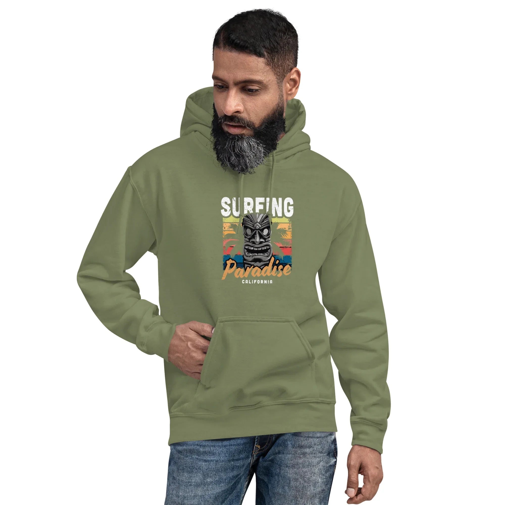 SURFING PARADISE men’s hoodie - Black / S - Printoo Shop - 4663725_5530
