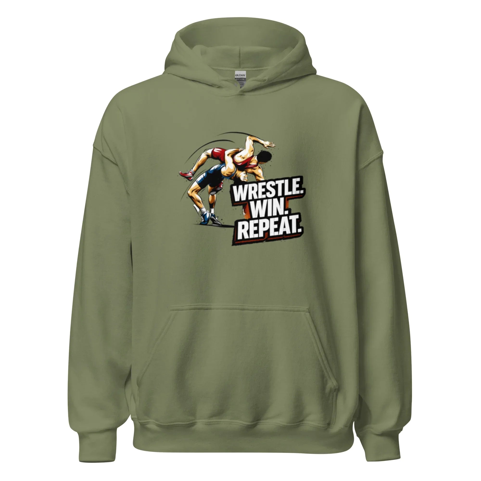 WRESTLE WIN REPEAT men’s hoodie - Black / S - Printoo Shop - 5388889_5530