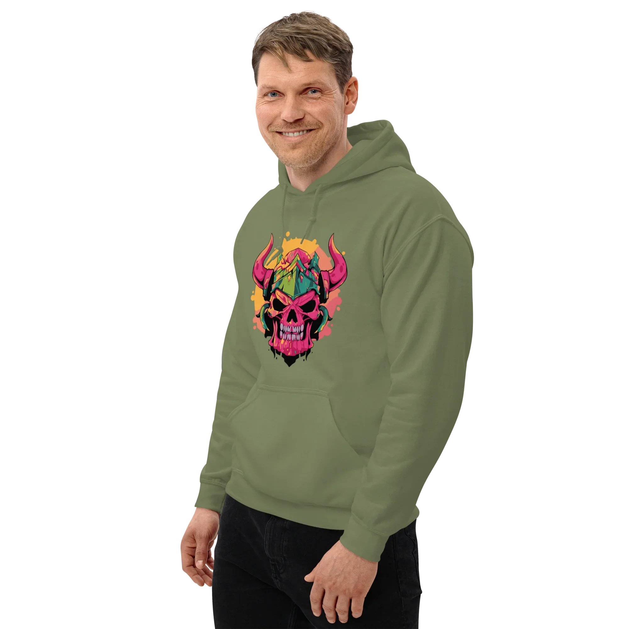 WAR SKULL HELMET men’s hoodie - Black / S - Printoo Shop - 8353013_5530