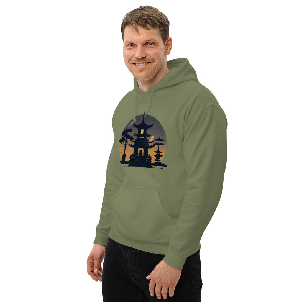 ZEN PAGODA NIGHT men’s hoodie - Dark Chocolate / S - Printoo Shop - 6834073_5554