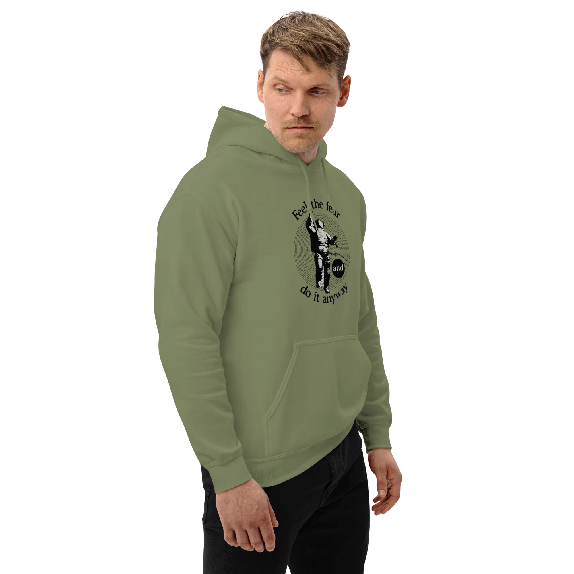 FEEL THE FEAR men’s hoodie - Red / S - Printoo Shop - 8875217_5538