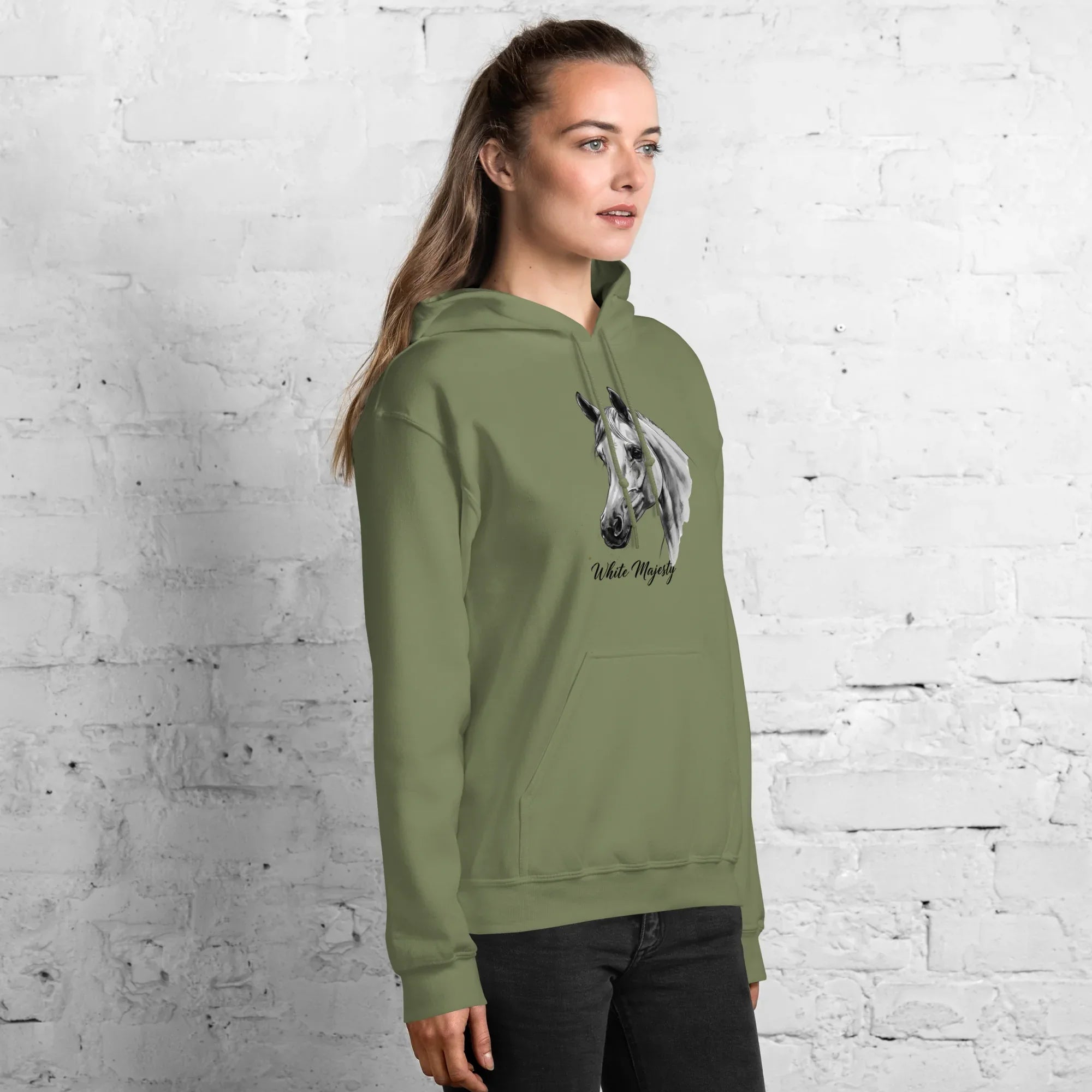 WHITE MAJESTY women’s hoodie - Military Green / S - Printoo Shop - 1970511_12989