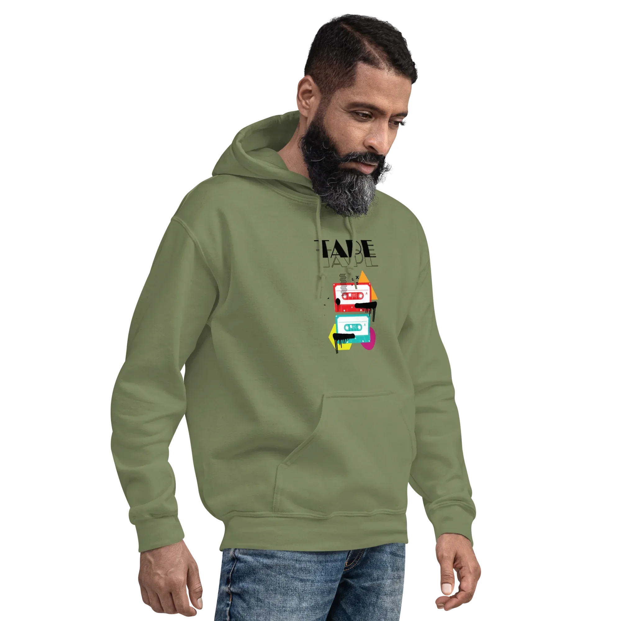 RETRO VIBE TAPE ART men’s hoodie - Dark Heather / S - Printoo Shop - 7723656_10806