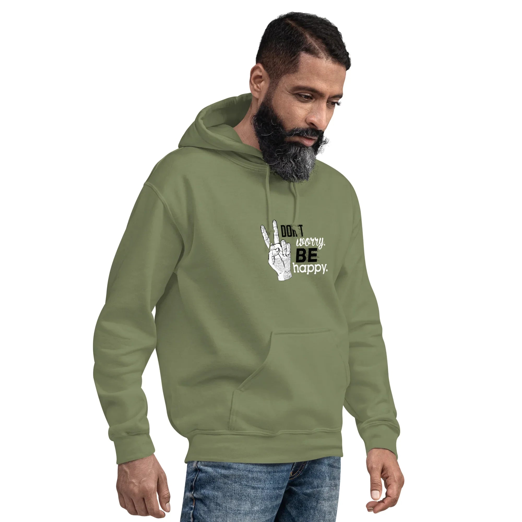 POSITIVE VIBES PEACE men’s hoodie - Indigo Blue / S - Printoo Shop - 4225008_5562