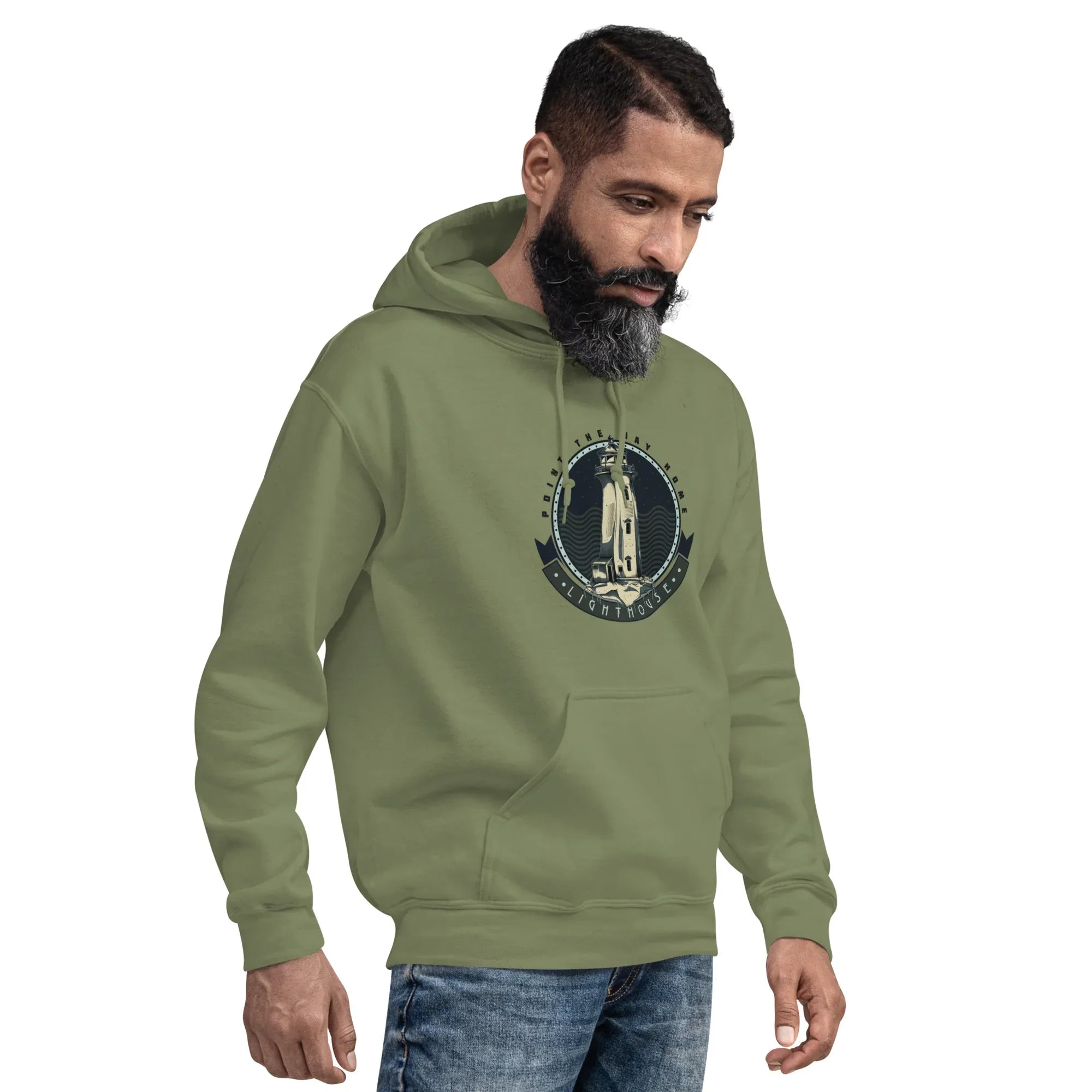 POINT THE WAY HOME men’s hoodie - Indigo Blue / S - Printoo Shop - 9242220_5562