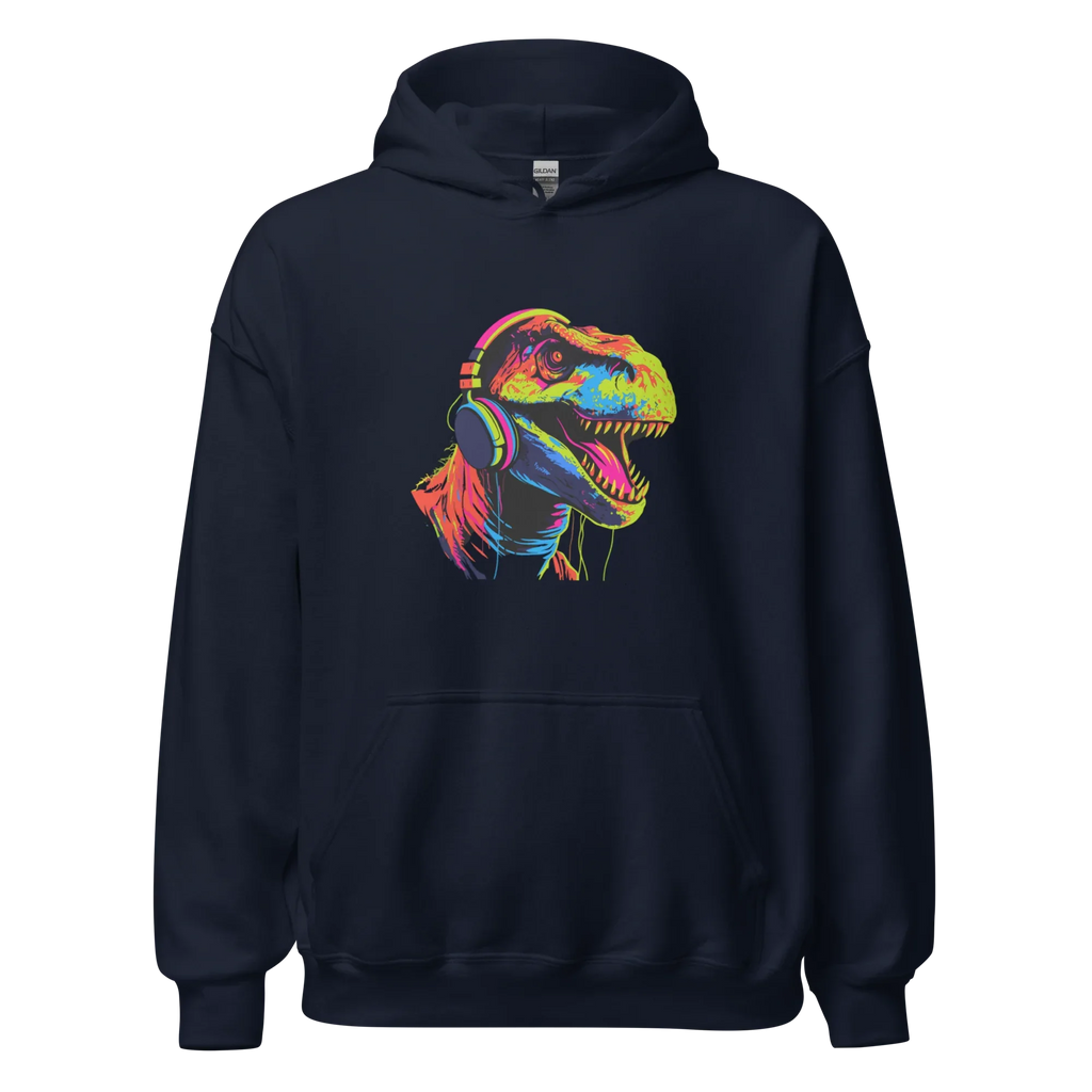 NEON REX men’s hoodie - Black / S - Printoo Shop - 6780250_5530