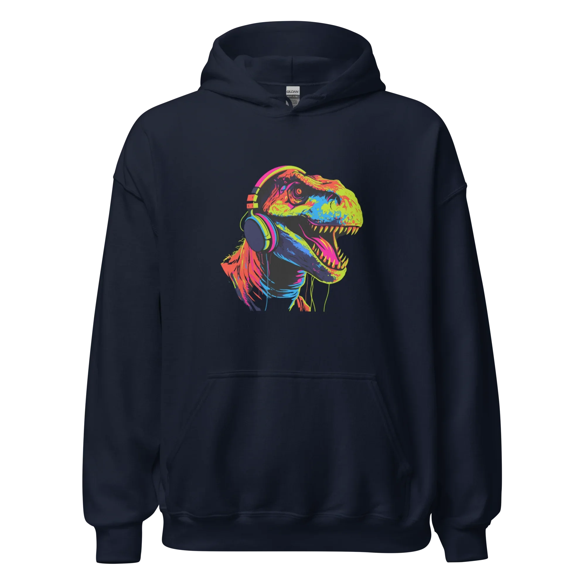 NEON REX men’s hoodie - Black / S - Printoo Shop - 6780250_5530