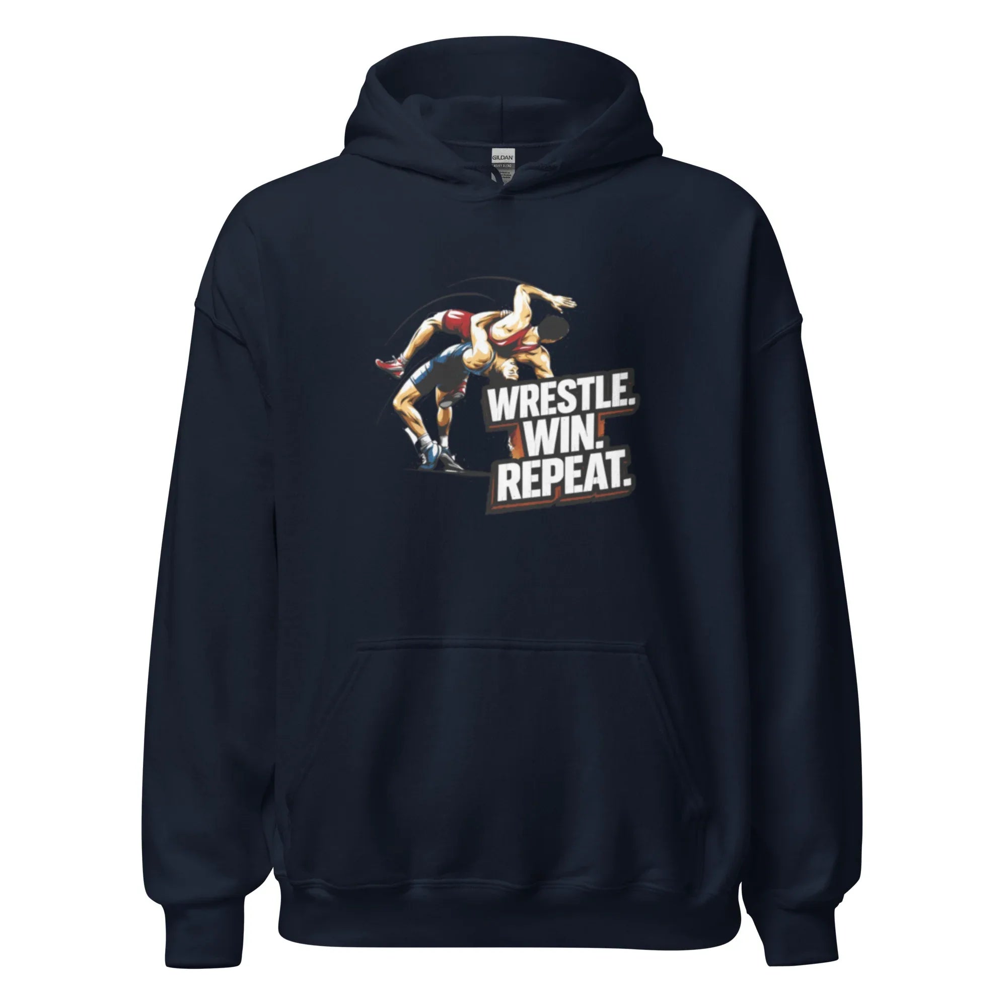 WRESTLE WIN REPEAT men’s hoodie - Black / S - Printoo Shop - 5388889_5530