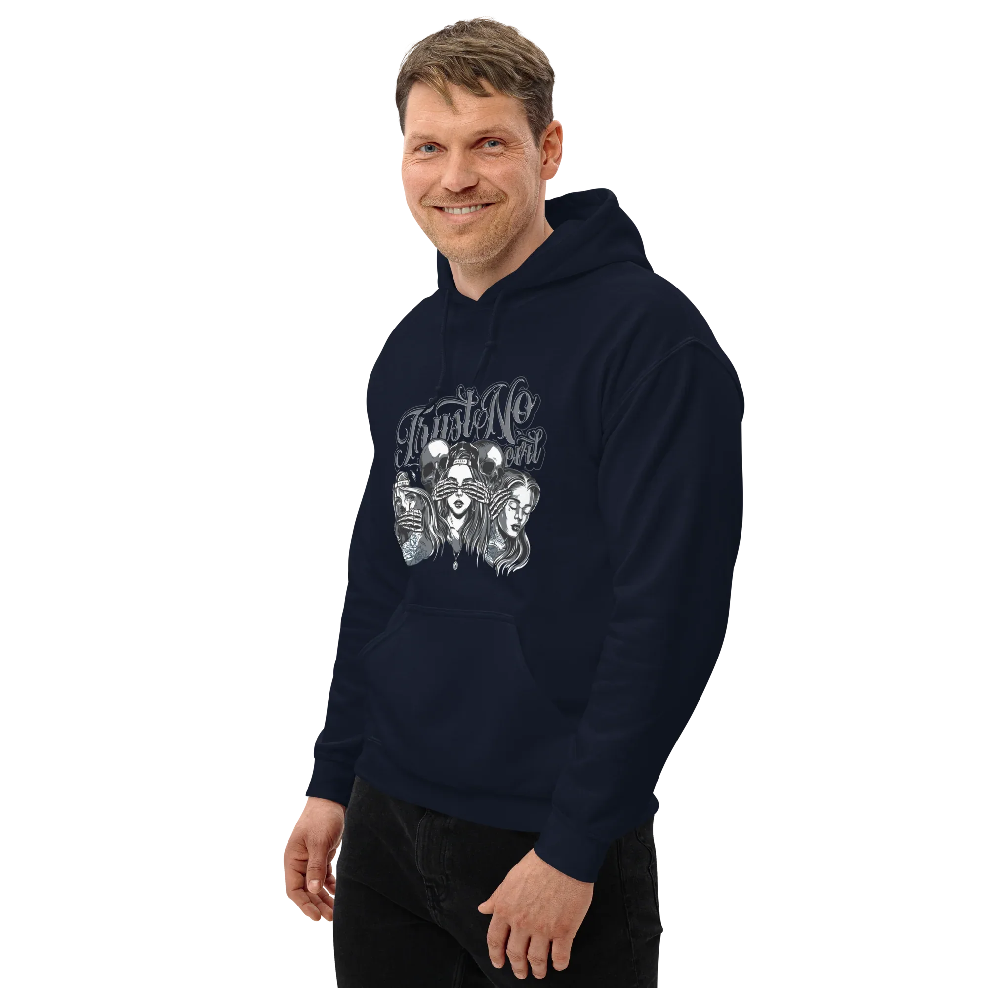 TRUST NO GIRL men’s hoodie - Black / S - Printoo Shop - 5464791_5530