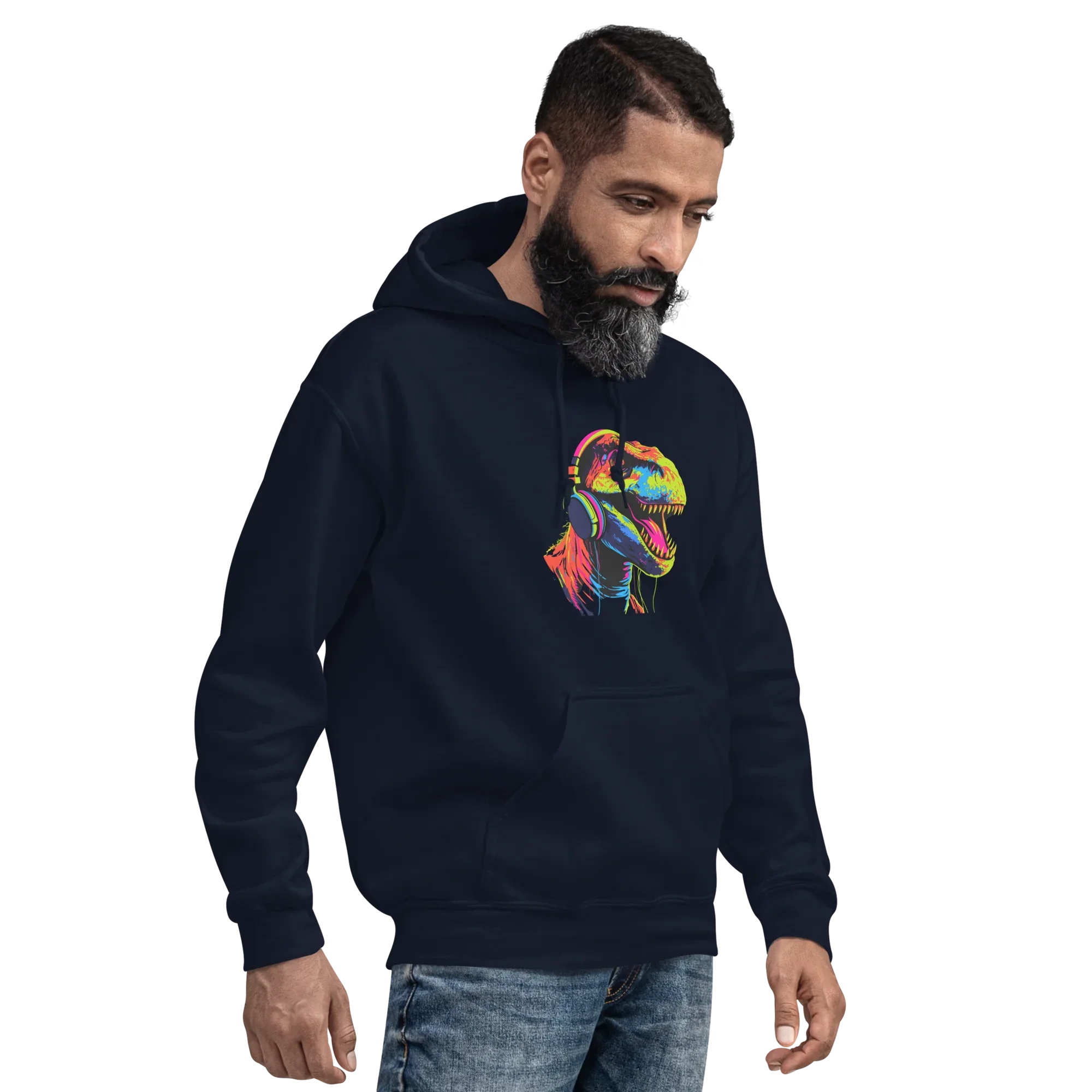 NEON REX men’s hoodie - Black / S - Printoo Shop - 6780250_5530