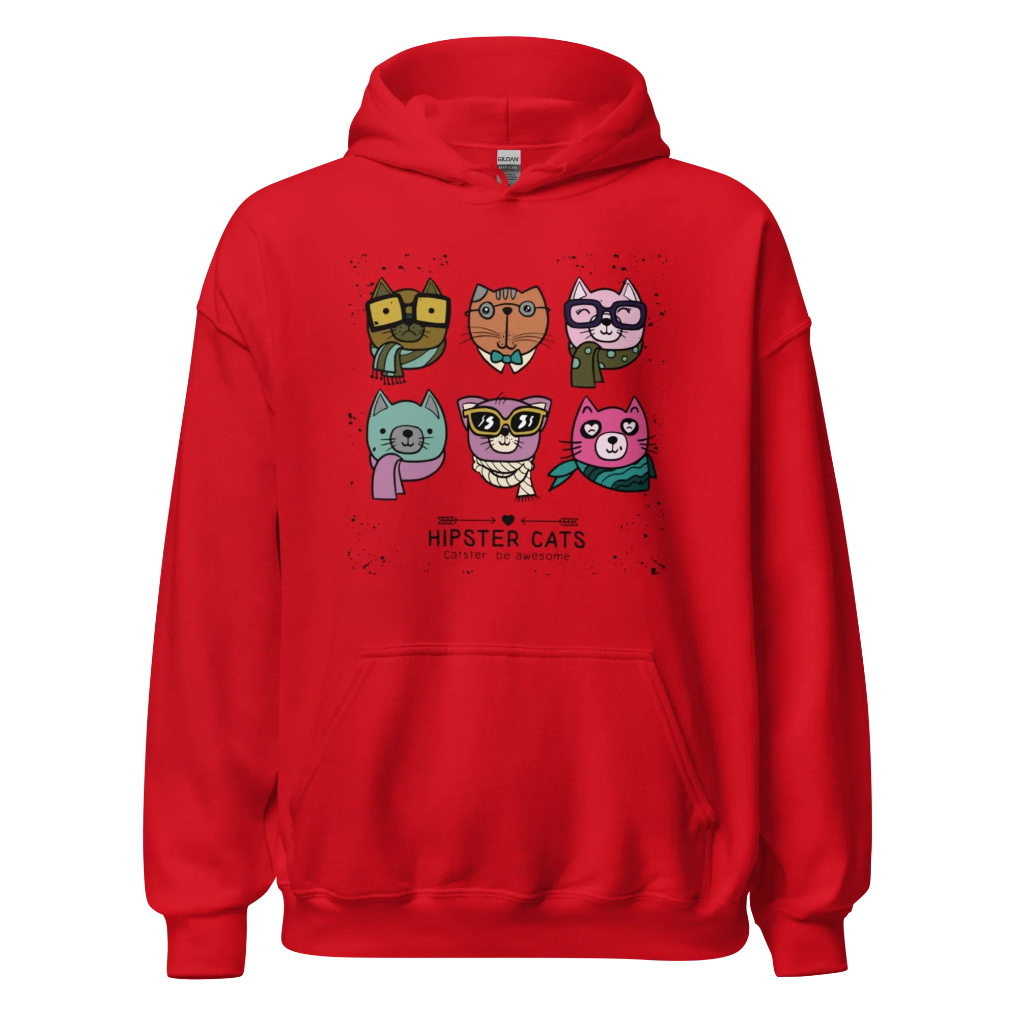 HIPSTER CATS women’s hoodie - Red / S - Printoo Shop - 4118911_5538