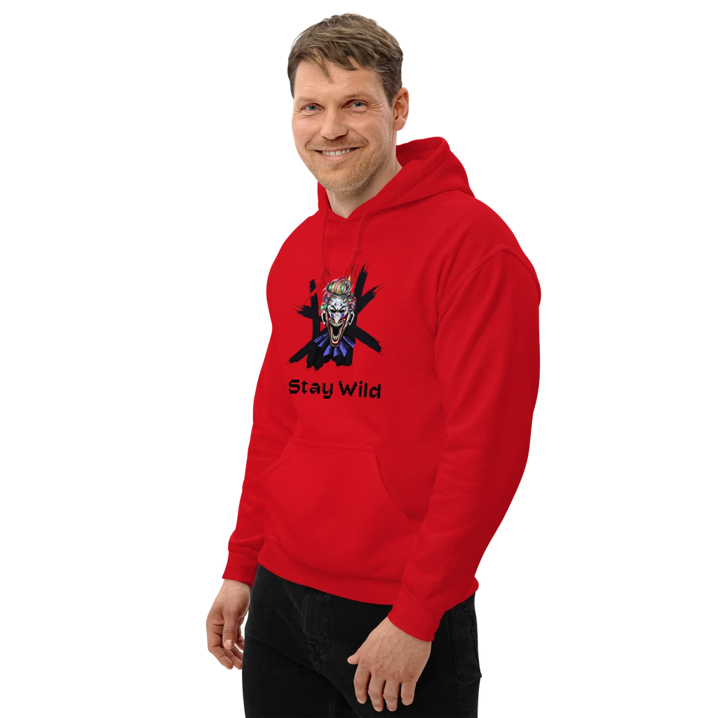 STAY WILD men’s hoodie - Red / S - Printoo Shop - 2388284_5538