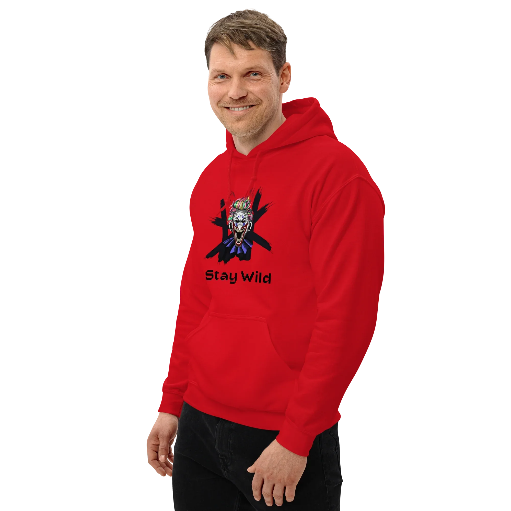STAY WILD men’s hoodie - Red / S - Printoo Shop - 2388284_5538