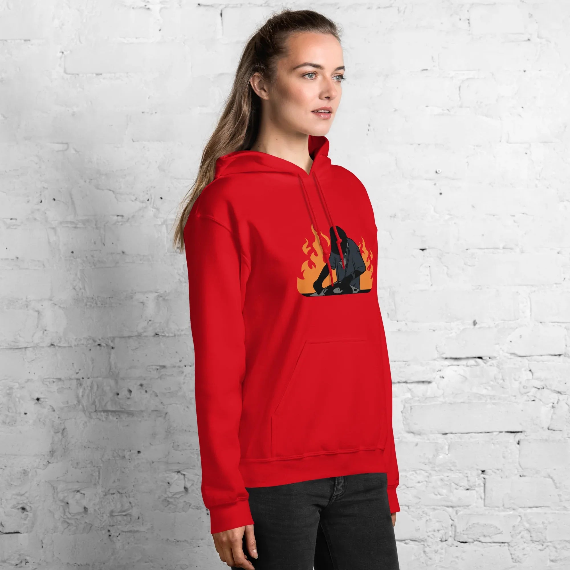 FLAME SET women’s hoodie - Red / S - Printoo Shop - 7602436_5538
