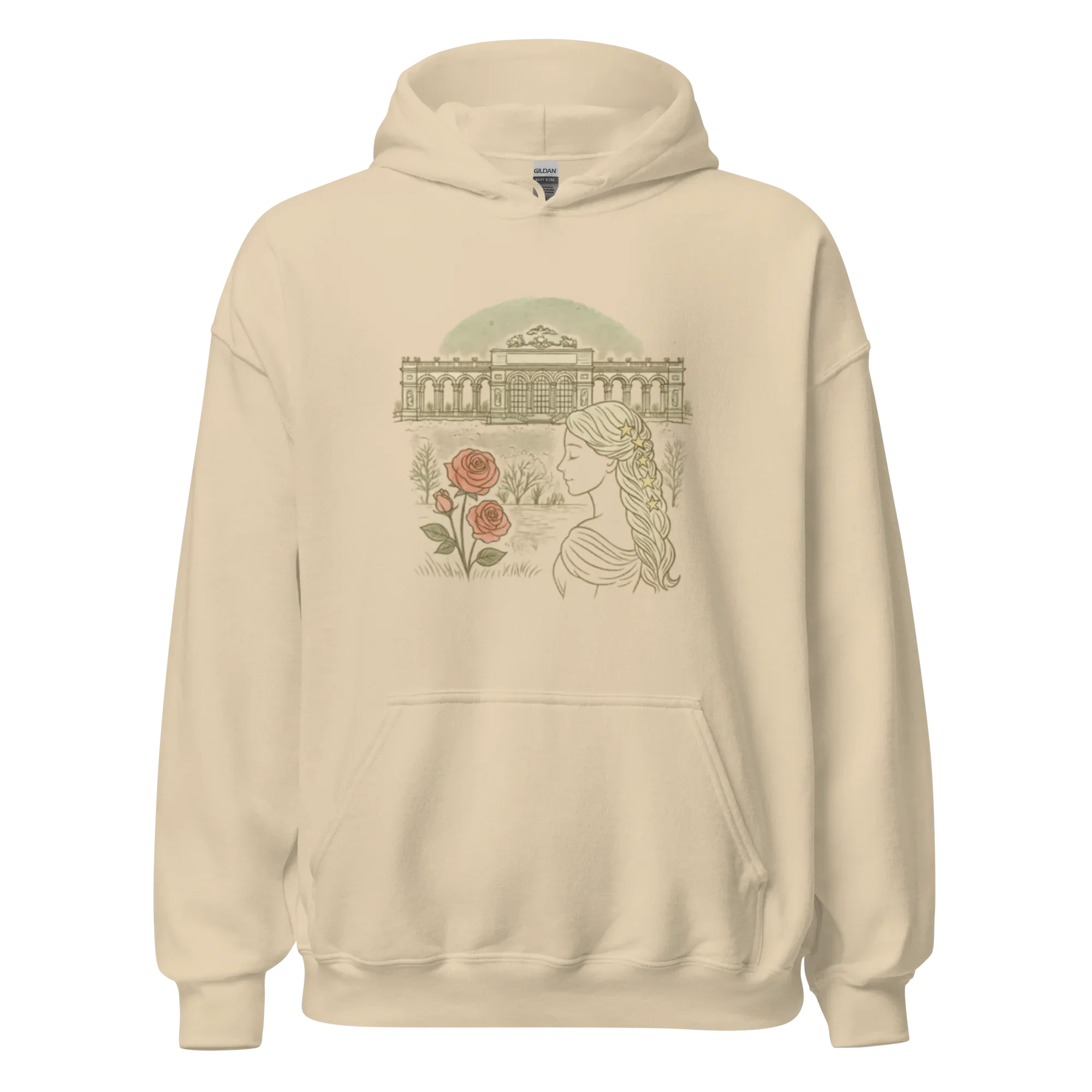 PALACE ROSES women’s hoodie - Sand / S - Printoo Shop - 7813947_12997
