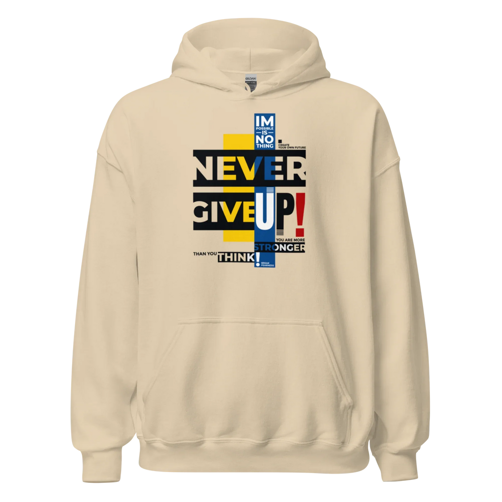 NEVER GIVE UP women’s hoodie - Heliconia / S - Printoo Shop - 2012201_22257