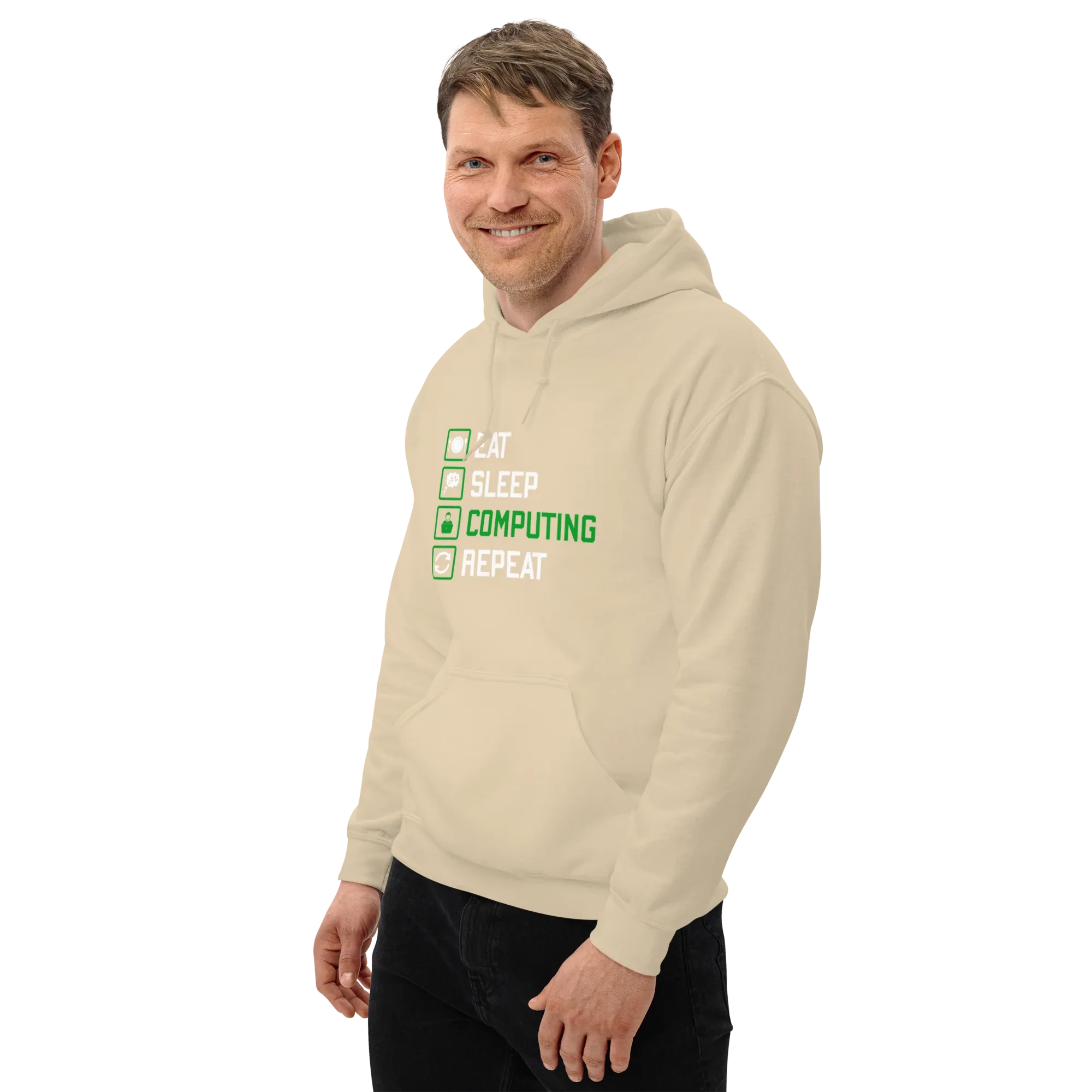 COMPUTING men’s hoodie - Black / S - Printoo Shop - 1408949_5530