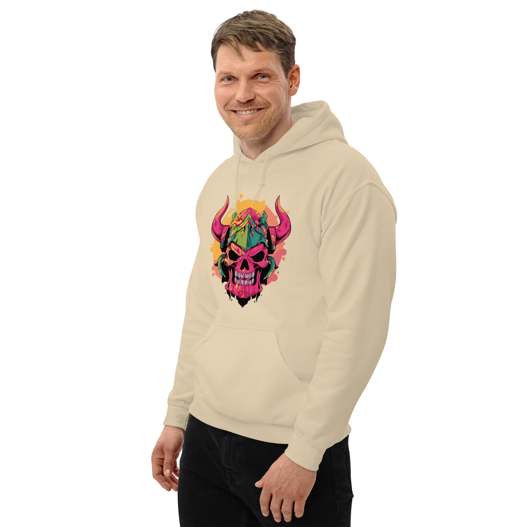 WAR SKULL HELMET men’s hoodie - Black / S - Printoo Shop - 8353013_5530