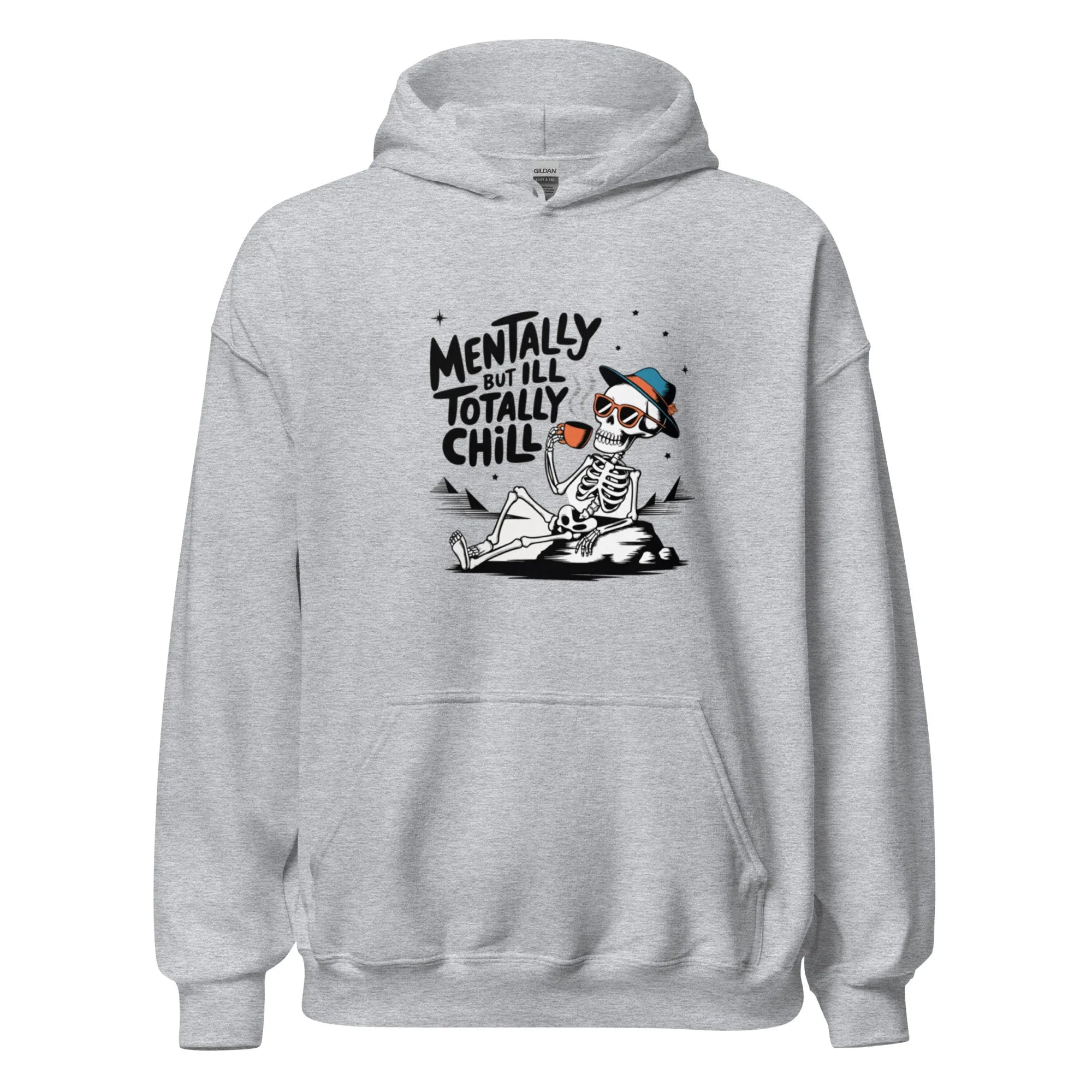 TOTALLY CHILL SKELETON men’s hoodie - Black / S - Printoo Shop - 1286228_5530