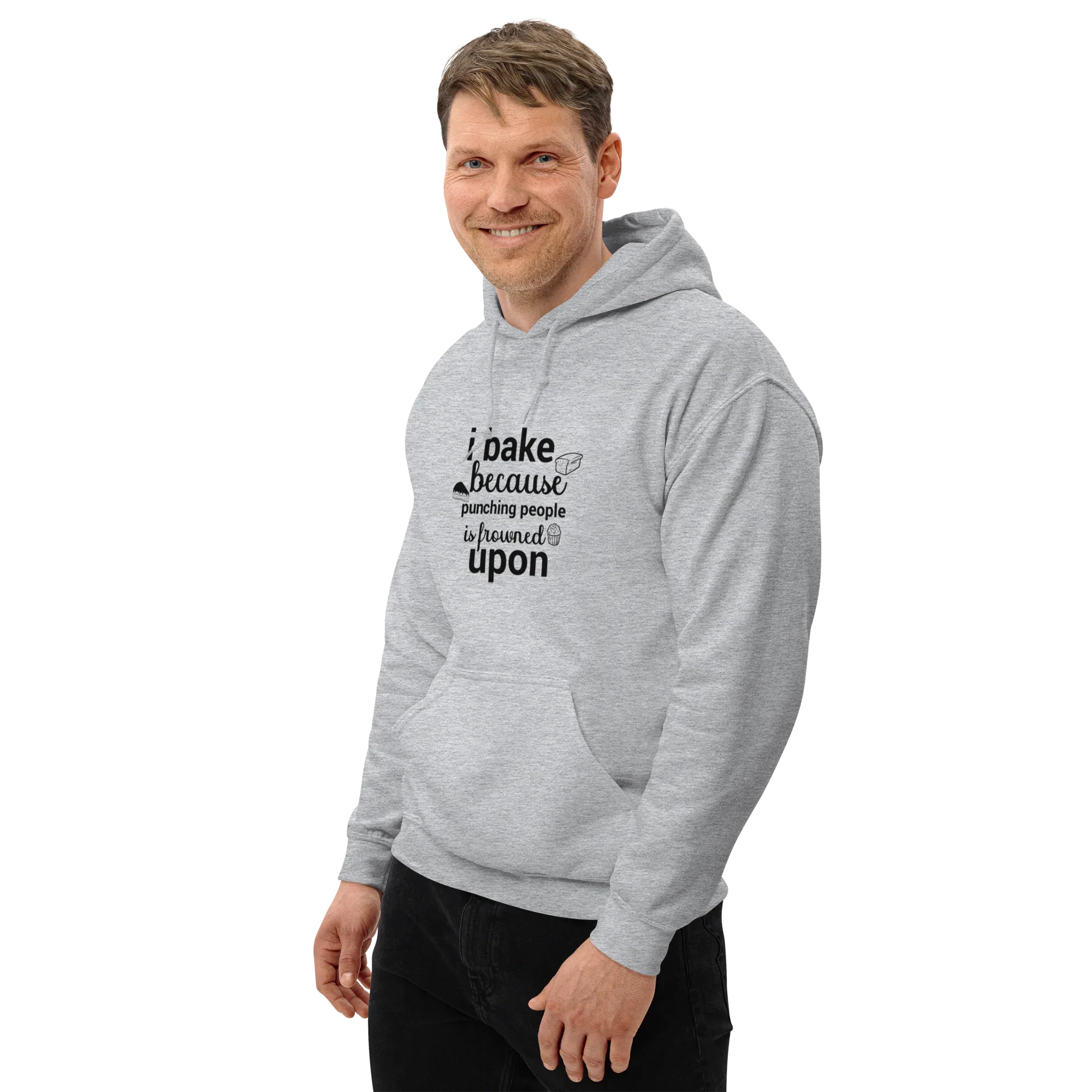 BAKE THERAPY men’s hoodie - Indigo Blue / S - Printoo Shop - 2973079_5562