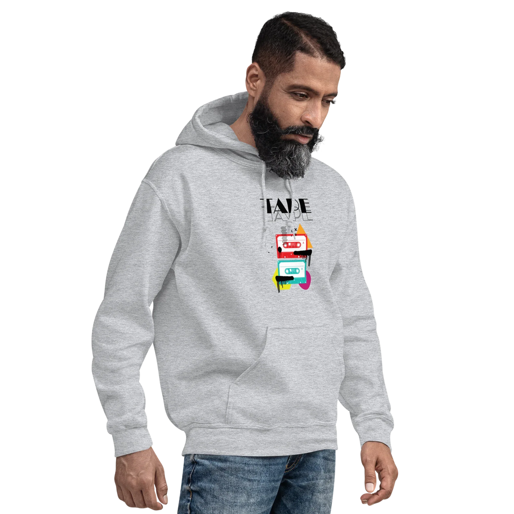 RETRO VIBE TAPE ART men’s hoodie - Dark Heather / S - Printoo Shop - 7723656_10806