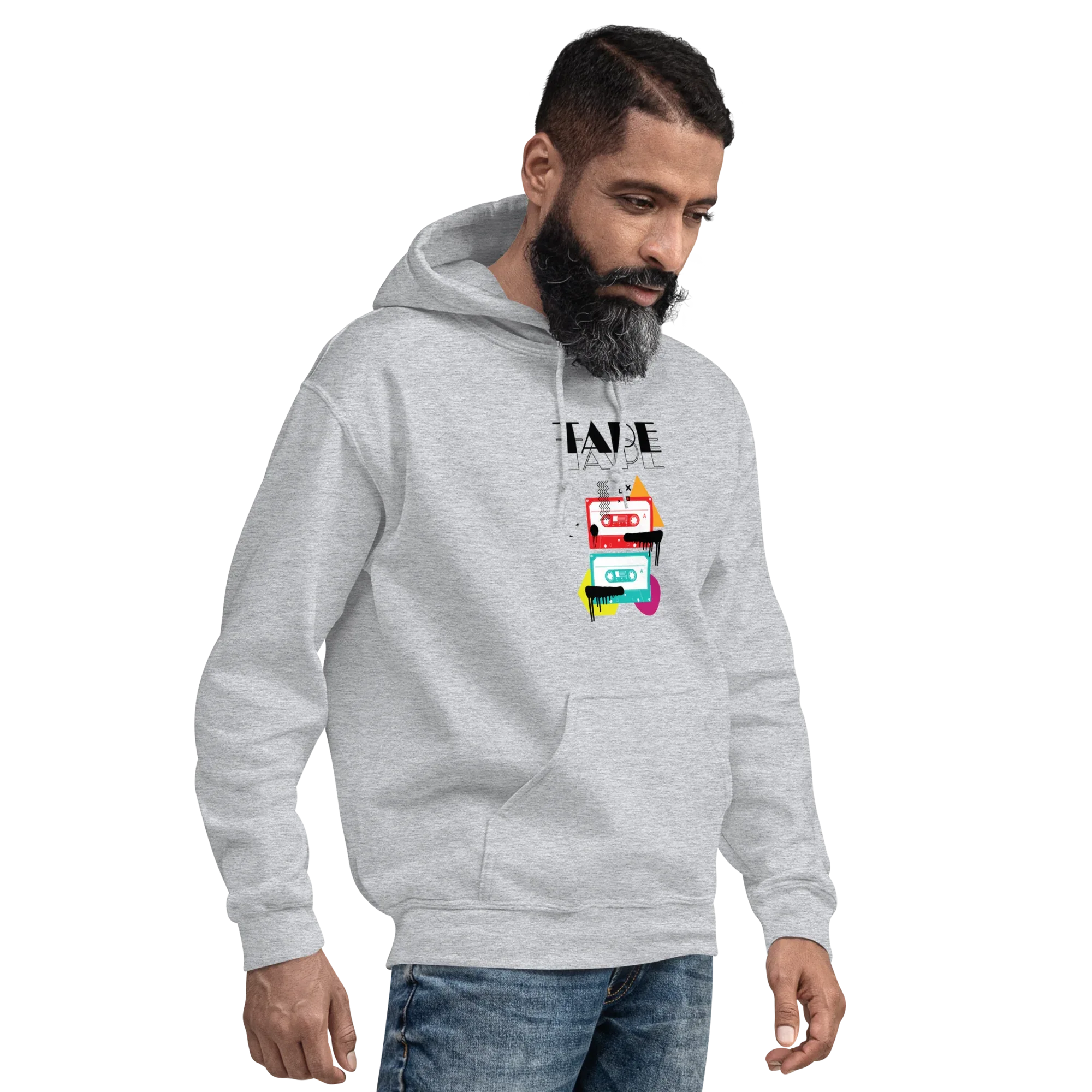 RETRO VIBE TAPE ART men’s hoodie - Dark Heather / S - Printoo Shop - 7723656_10806