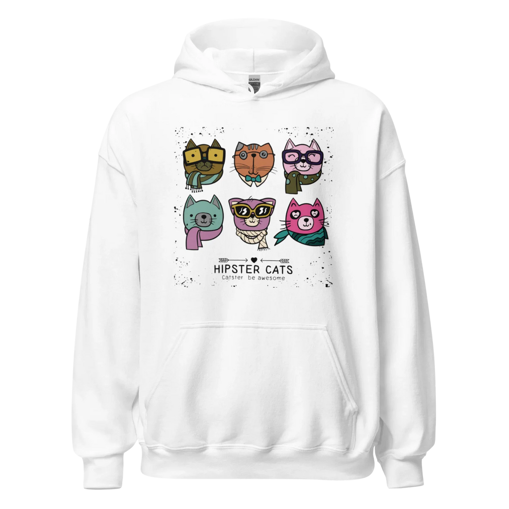 HIPSTER CATS women’s hoodie - Red / S - Printoo Shop - 4118911_5538