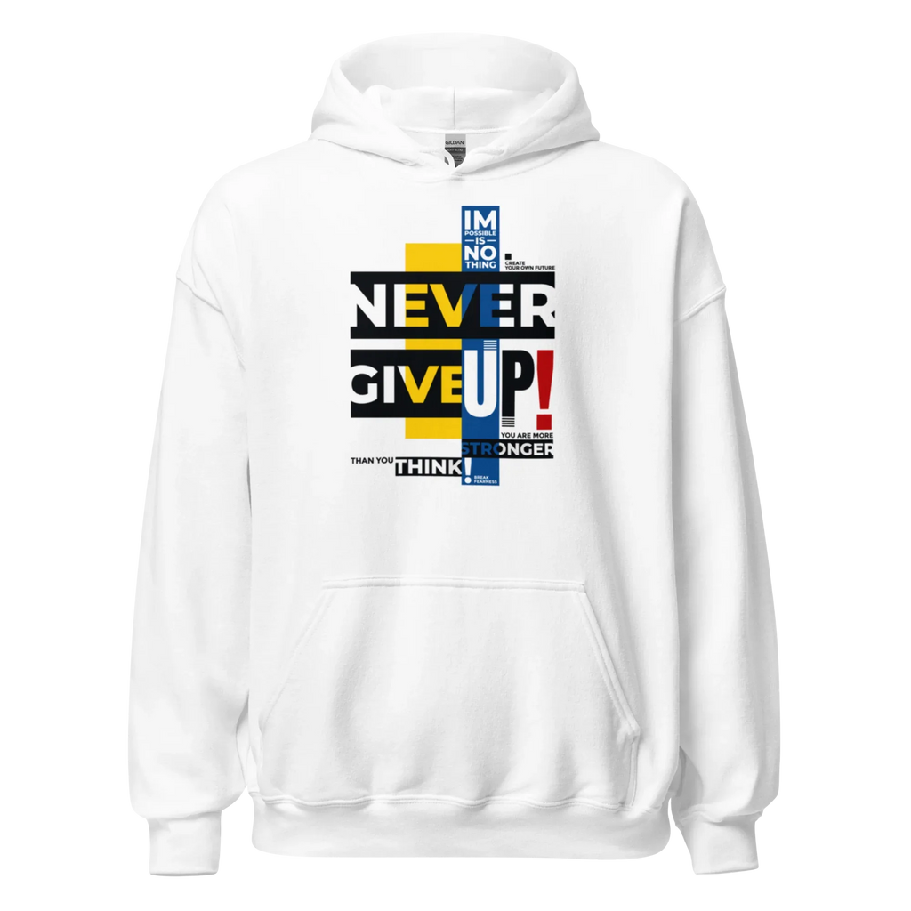 NEVER GIVE UP women’s hoodie - Heliconia / S - Printoo Shop - 2012201_22257