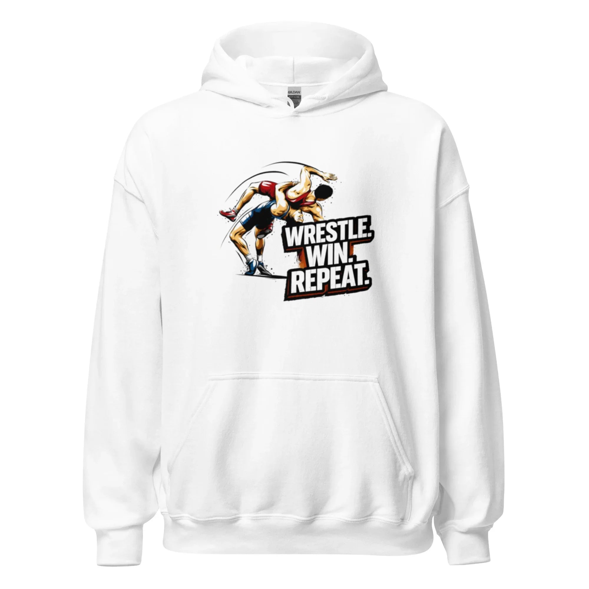 WRESTLE WIN REPEAT men’s hoodie - Black / S - Printoo Shop - 5388889_5530