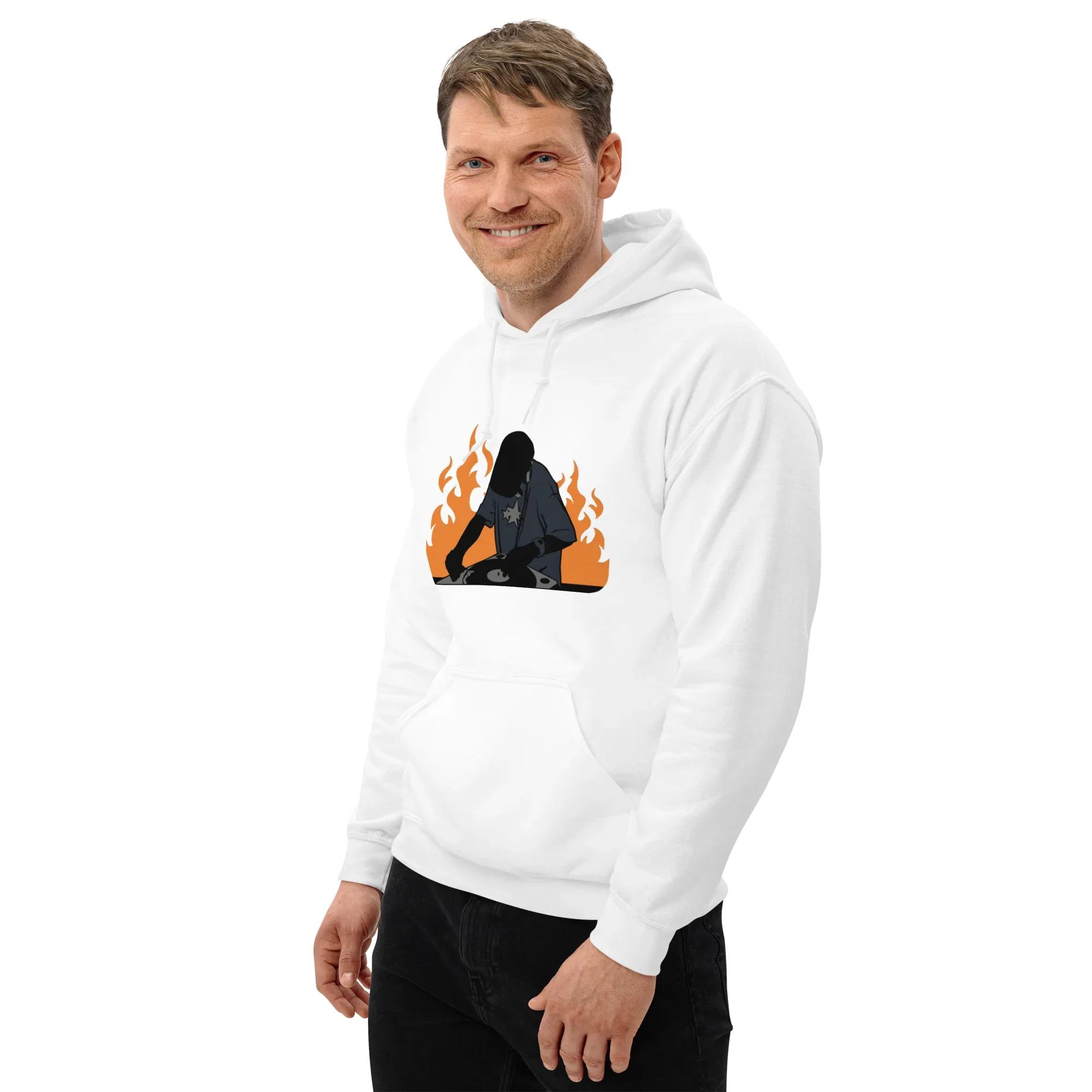 FLAME SET men’s hoodie - Black / S - Printoo Shop - 6567150_5530