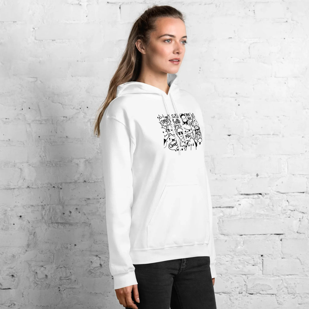 DOODLE VIBES women’s hoodie - Red / S - Printoo Shop - 9210934_5538
