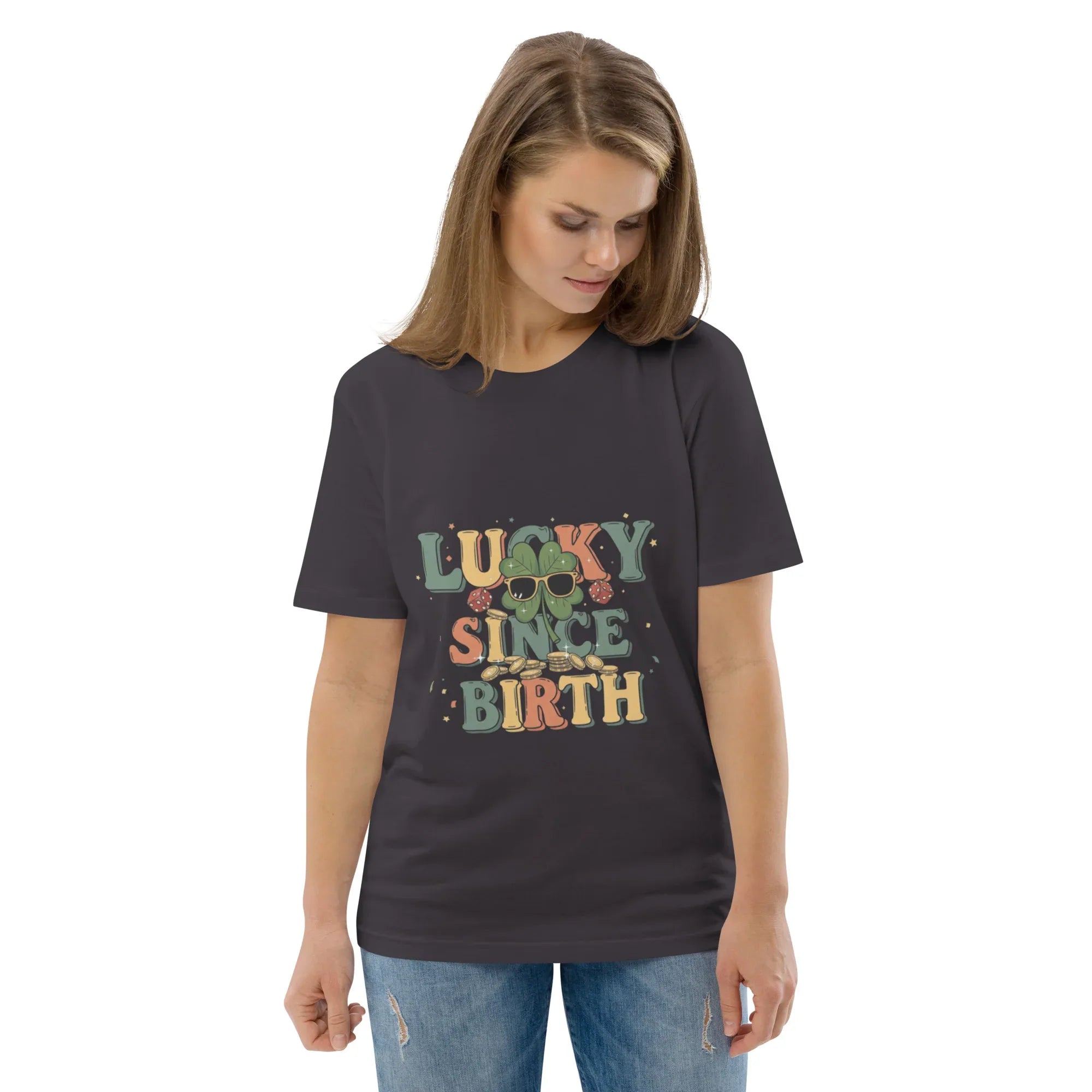 LUCKY SINCE BIRTH unisex t-shirt - Printoo Shop - - t-shirt, unisex, Unisex Organic Cotton T-Shirt | Stanley/Stella STTU169