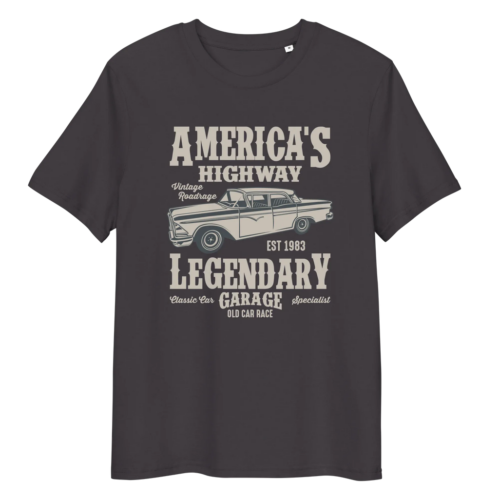 AMERICA'S HIGHWAY unisex t-shirt - Printoo Shop - - cars, t-shirt, unisex, Unisex Organic Cotton T-Shirt | Stanley/Stella STTU169