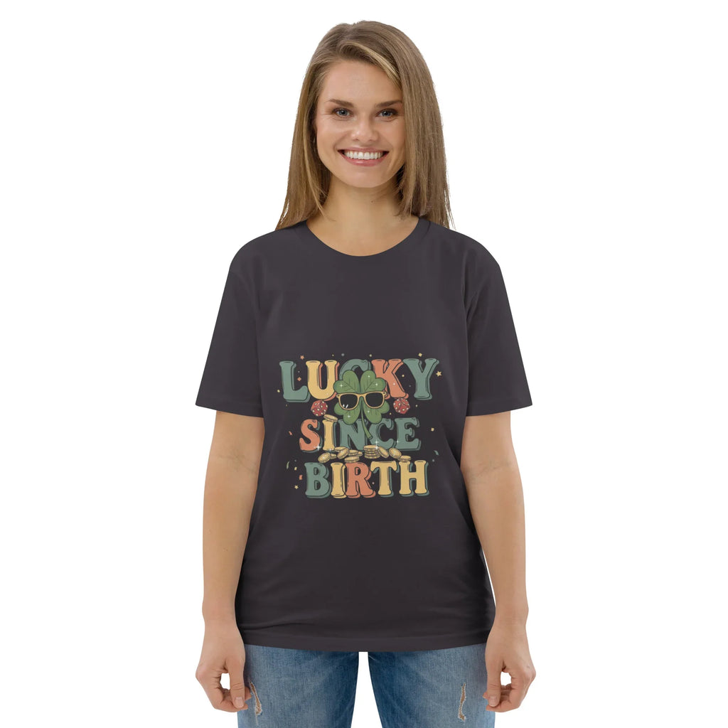LUCKY SINCE BIRTH unisex t-shirt - Printoo Shop - - t-shirt, unisex, Unisex Organic Cotton T-Shirt | Stanley/Stella STTU169