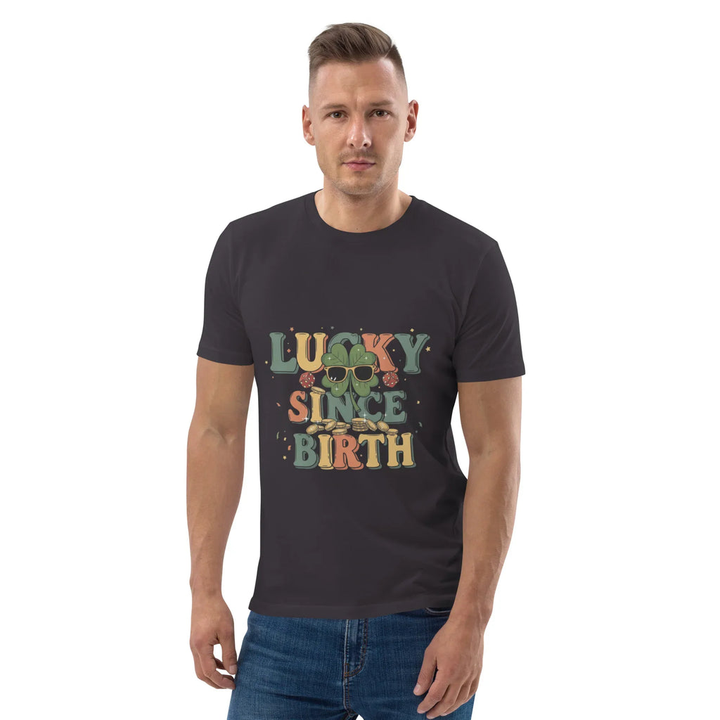 LUCKY SINCE BIRTH unisex t-shirt - Printoo Shop - - t-shirt, unisex, Unisex Organic Cotton T-Shirt | Stanley/Stella STTU169