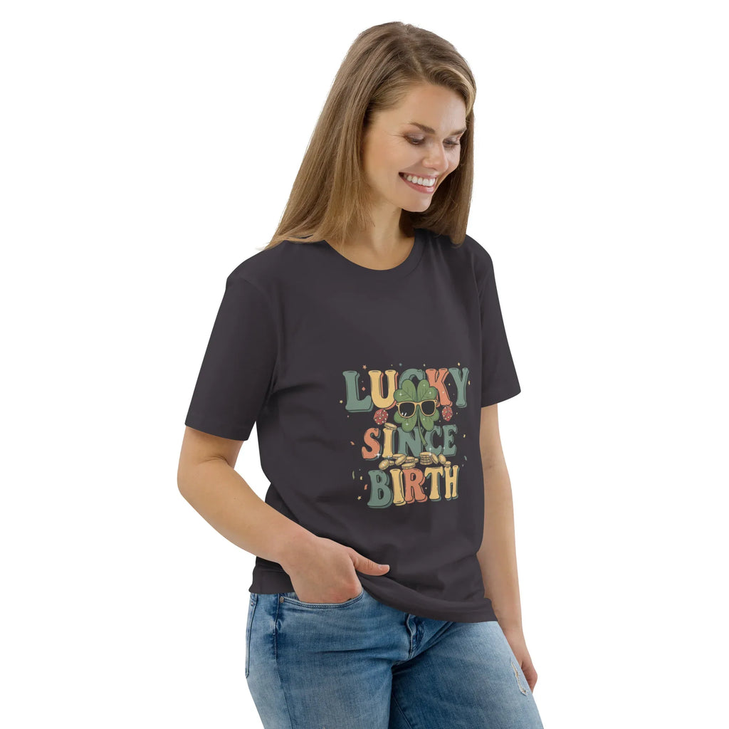 LUCKY SINCE BIRTH unisex t-shirt - Printoo Shop - - t-shirt, unisex, Unisex Organic Cotton T-Shirt | Stanley/Stella STTU169