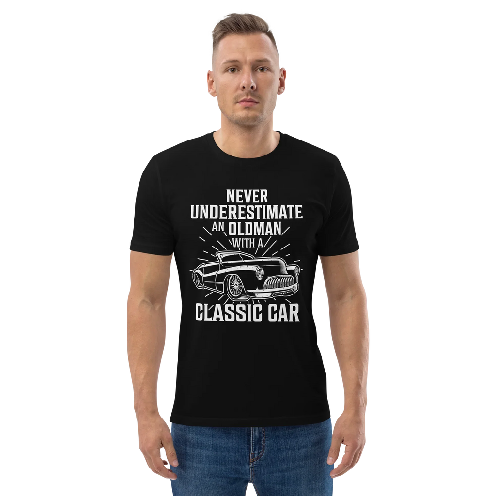OLDMAN WITH A CLASSIC CAR unisex t-shirt - - - Printoo Shop