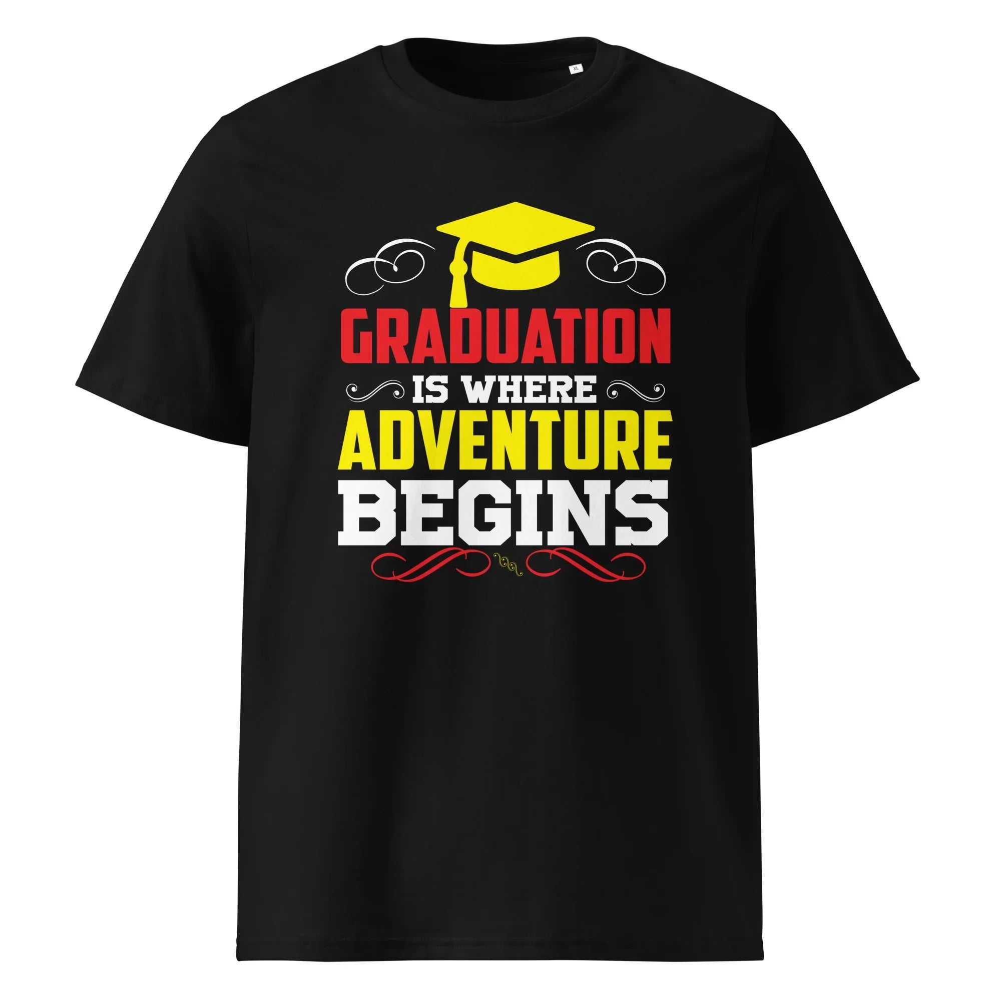 ADVENTURE BEGINS unisex t-shirt - Printoo Shop - - graduation, t-shirt, unisex, Unisex Organic Cotton T-Shirt | Stanley/Stella STTU169