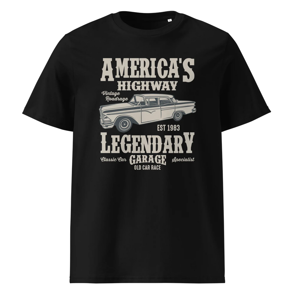 AMERICA'S HIGHWAY unisex t-shirt - Printoo Shop - - cars, t-shirt, unisex, Unisex Organic Cotton T-Shirt | Stanley/Stella STTU169