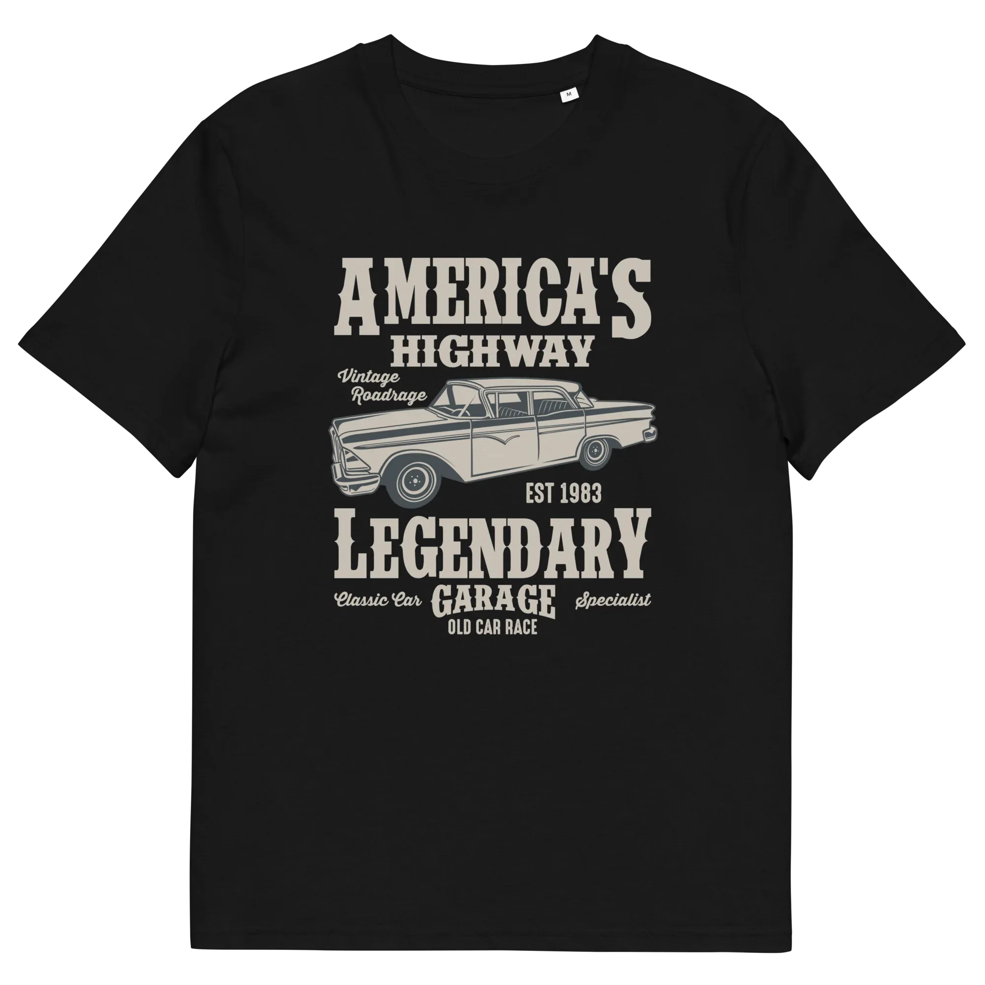 AMERICA'S HIGHWAY unisex t-shirt - Printoo Shop - - cars, t-shirt, unisex, Unisex Organic Cotton T-Shirt | Stanley/Stella STTU169
