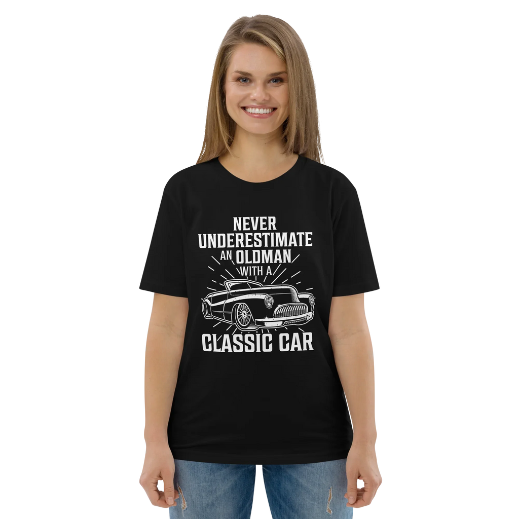 OLDMAN WITH A CLASSIC CAR unisex t-shirt - - - Printoo Shop