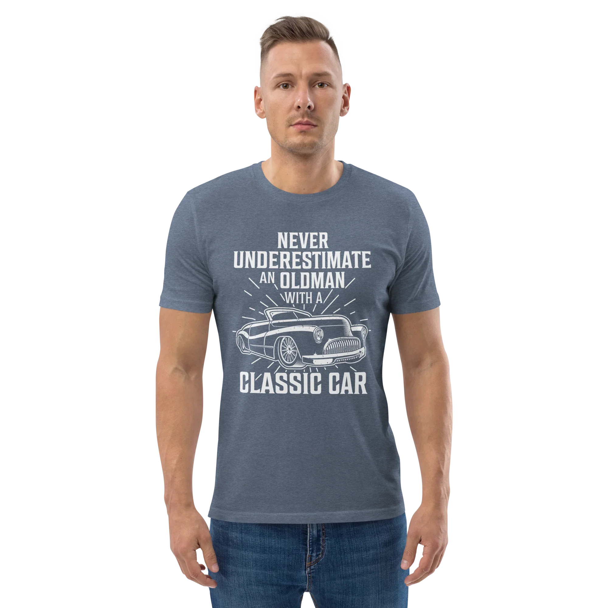 OLDMAN WITH A CLASSIC CAR unisex t-shirt - - - Printoo Shop