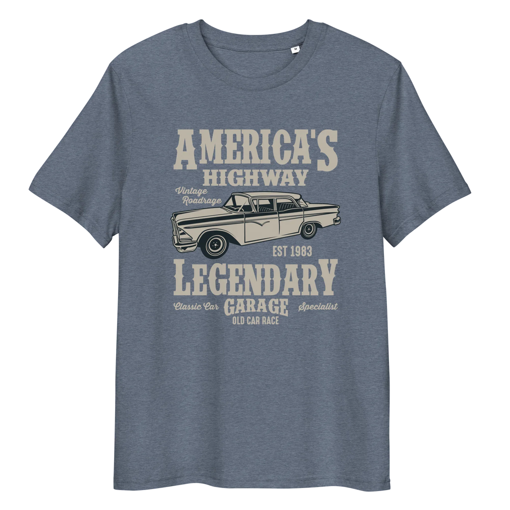 AMERICA'S HIGHWAY unisex t-shirt - Printoo Shop - - cars, t-shirt, unisex, Unisex Organic Cotton T-Shirt | Stanley/Stella STTU169