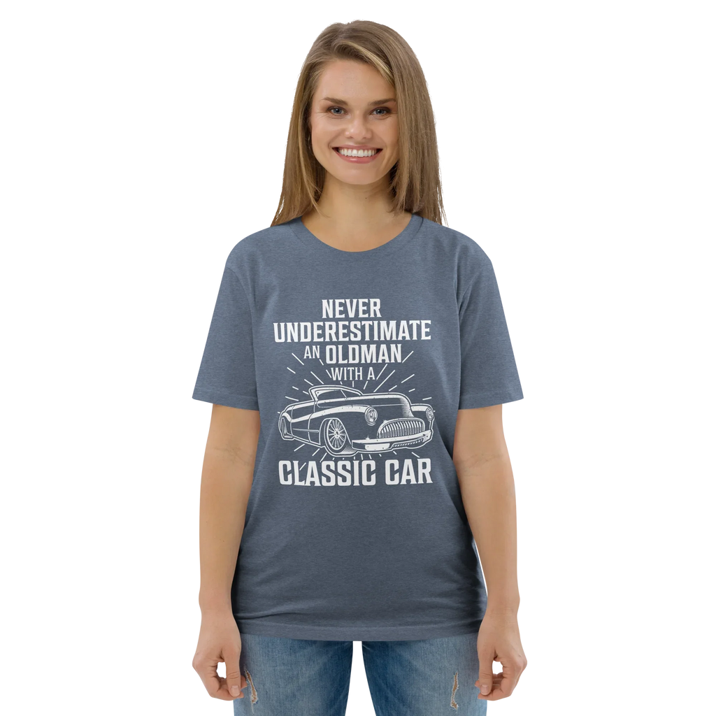 OLDMAN WITH A CLASSIC CAR unisex t-shirt - - - Printoo Shop