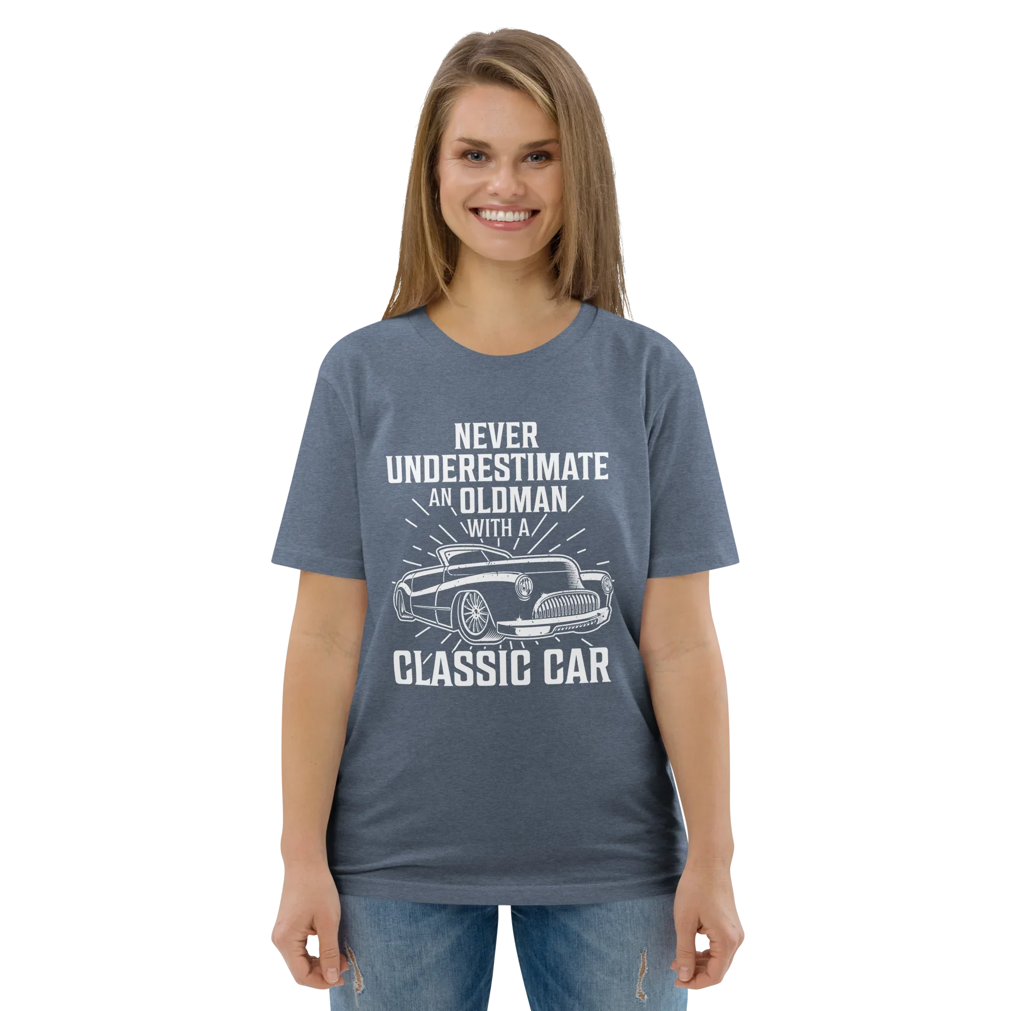 OLDMAN WITH A CLASSIC CAR unisex t-shirt - - - Printoo Shop