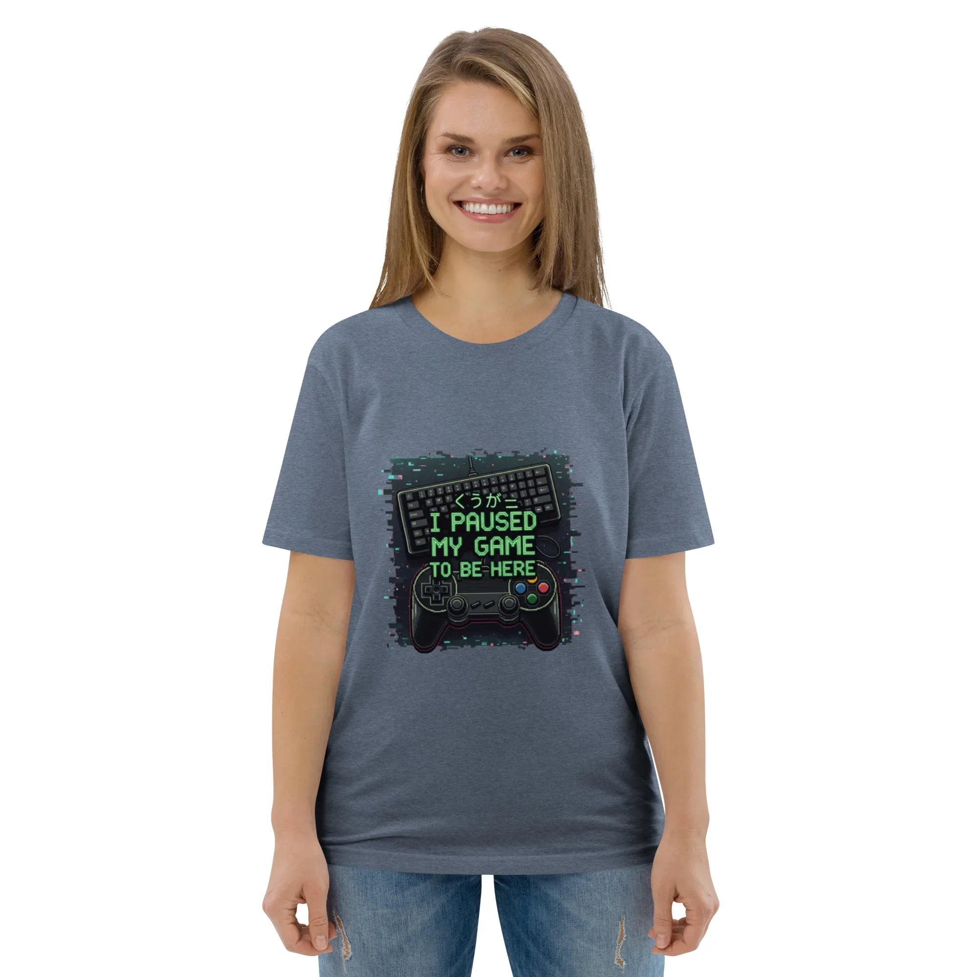 I PAUSED MY GAME TO BE HERE unisex t-shirt - Printoo Shop - - gaming, t-shirt, unisex, Unisex Organic Cotton T-Shirt | Stanley/Stella STTU169