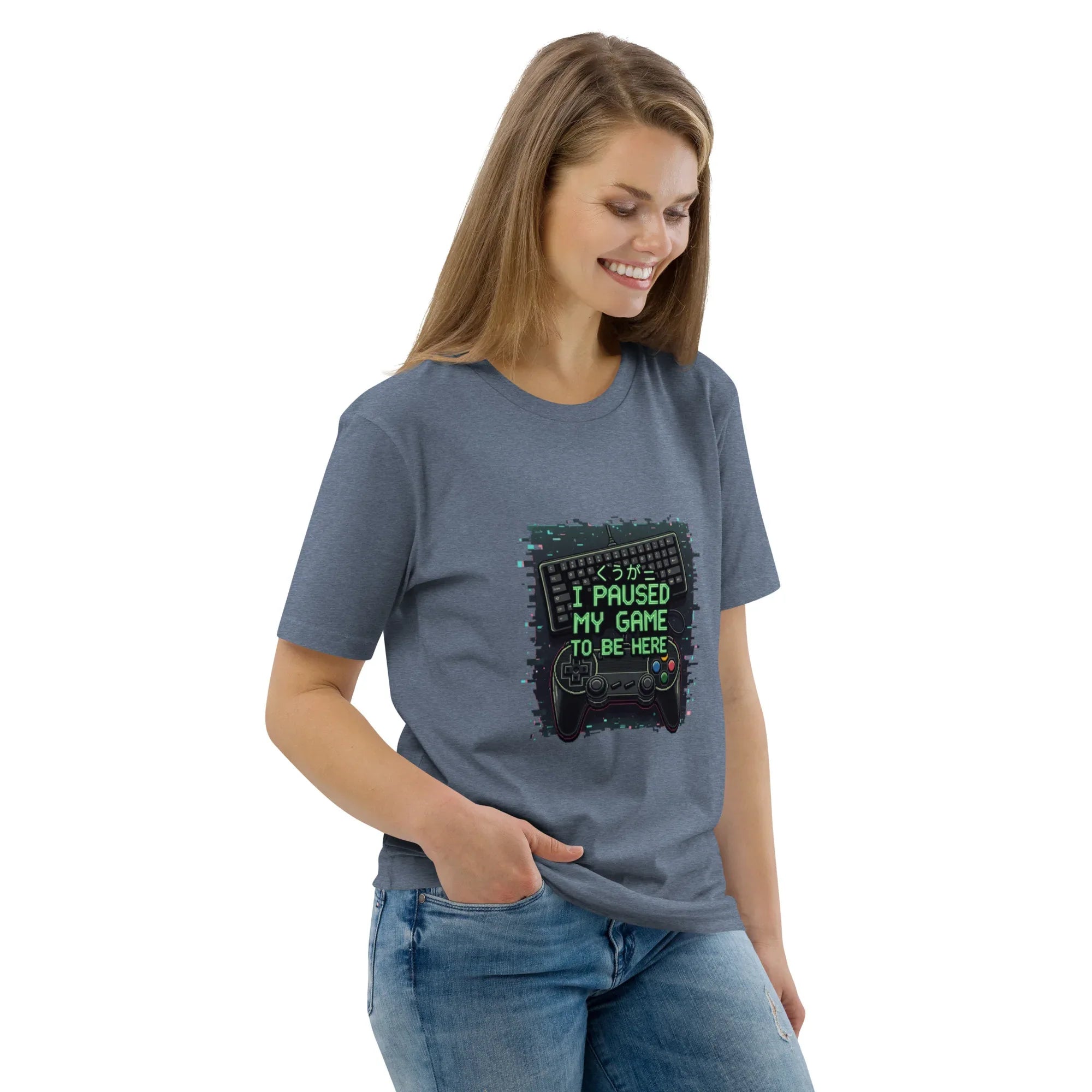 I PAUSED MY GAME TO BE HERE unisex t-shirt - Printoo Shop - - gaming, t-shirt, unisex, Unisex Organic Cotton T-Shirt | Stanley/Stella STTU169