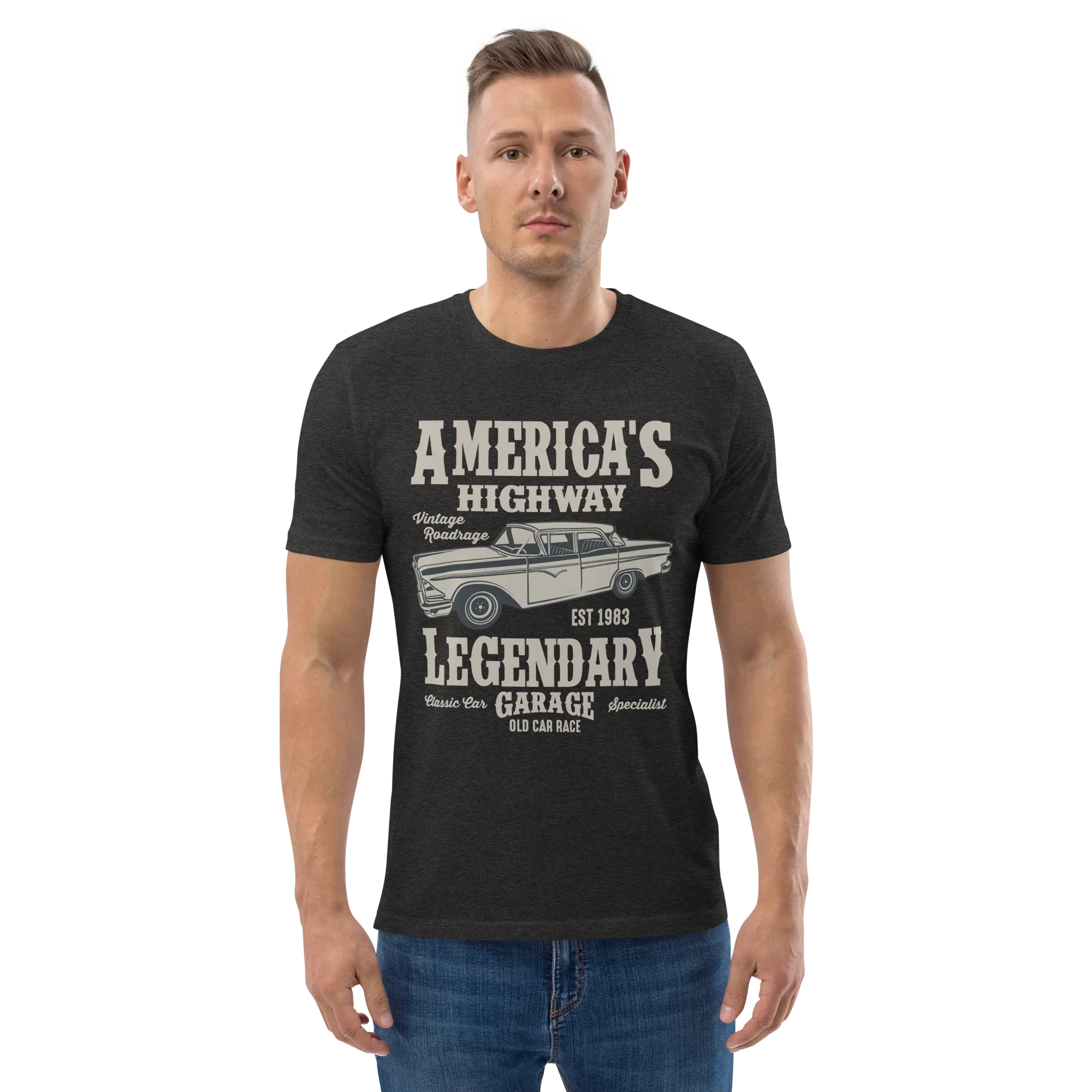AMERICA'S HIGHWAY unisex t-shirt - Printoo Shop - - cars, t-shirt, unisex, Unisex Organic Cotton T-Shirt | Stanley/Stella STTU169