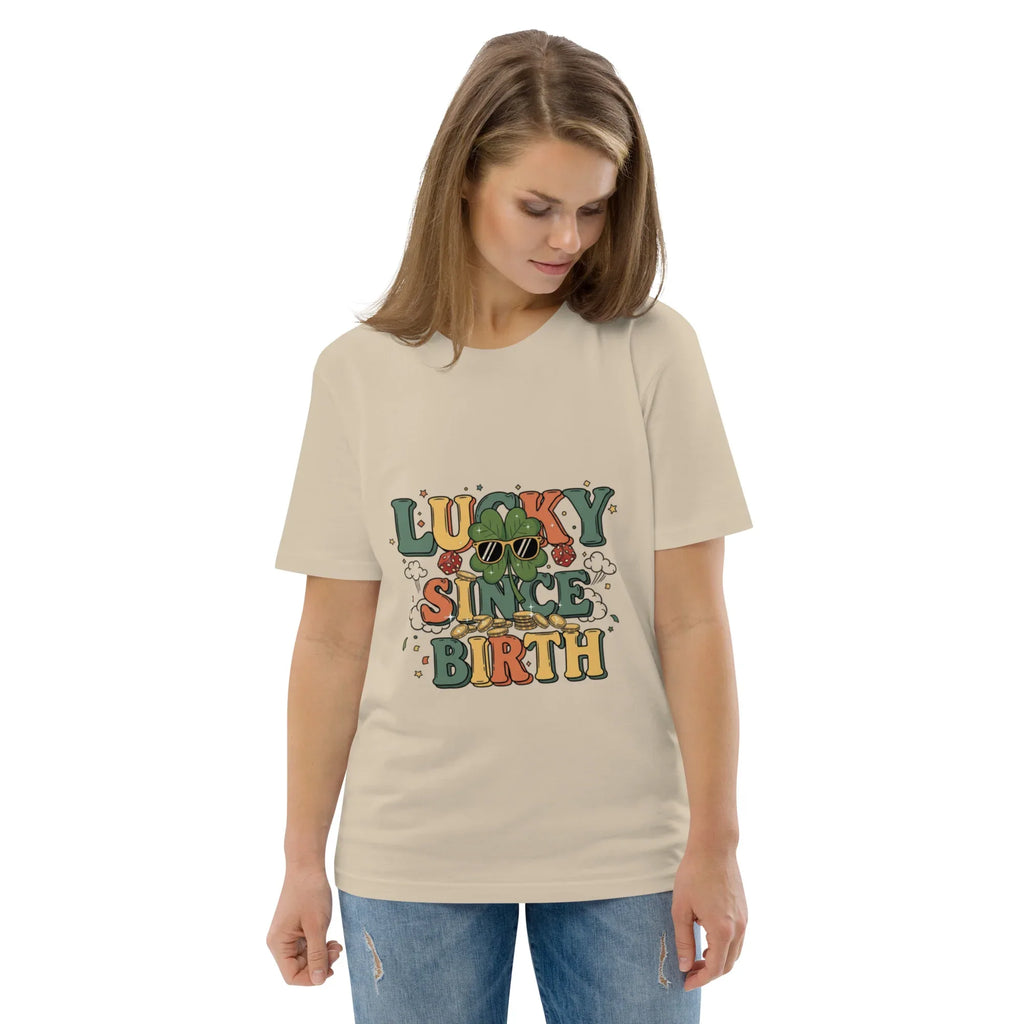 LUCKY SINCE BIRTH unisex t-shirt - Printoo Shop - - t-shirt, unisex, Unisex Organic Cotton T-Shirt | Stanley/Stella STTU169