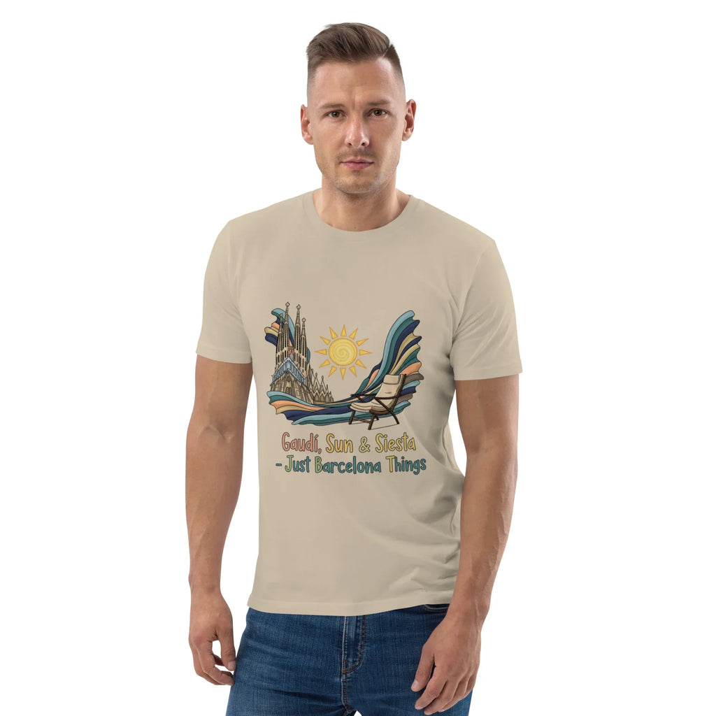 BARCELONA - GAUDI, SUN & SIESTA unisex t-shirt - Printoo Shop - - City t-shirts, t-shirt, unisex, Unisex Organic Cotton T-Shirt | Stanley/Stella STTU169